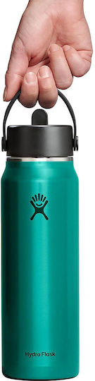 Hydro Flask Lightweight Wide Flex Бутилка Термос Неръждаема Стомана / Алуминий 946ml Зелен с Сламка и Дръжка