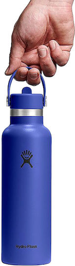 Hydro Flask Standard Flex Thermos Stainless Steel BPA Free 621ml Blue with Straw