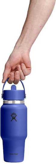Hydro Flask Wide Flex Cap Бутилка Термос Неръждаема Стомана 710ml Flex Straw Cap Сламка Capri Blue с Сламка