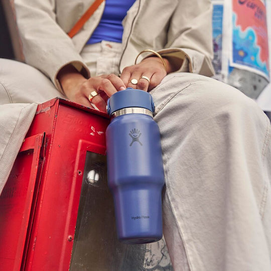 Hydro Flask Wide Flex Cap Бутилка Термос Неръждаема Стомана 710ml Flex Straw Cap Сламка Capri Blue с Сламка