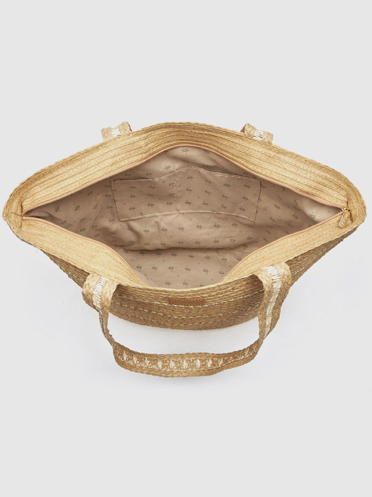 Verde Wicker Beach Bag Beige