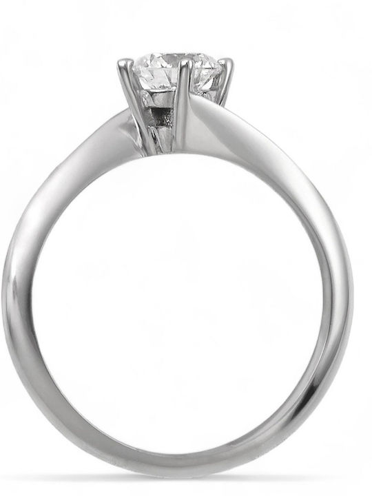 Etho Messina Single Stone Ring In 14K White Gold With Diamond