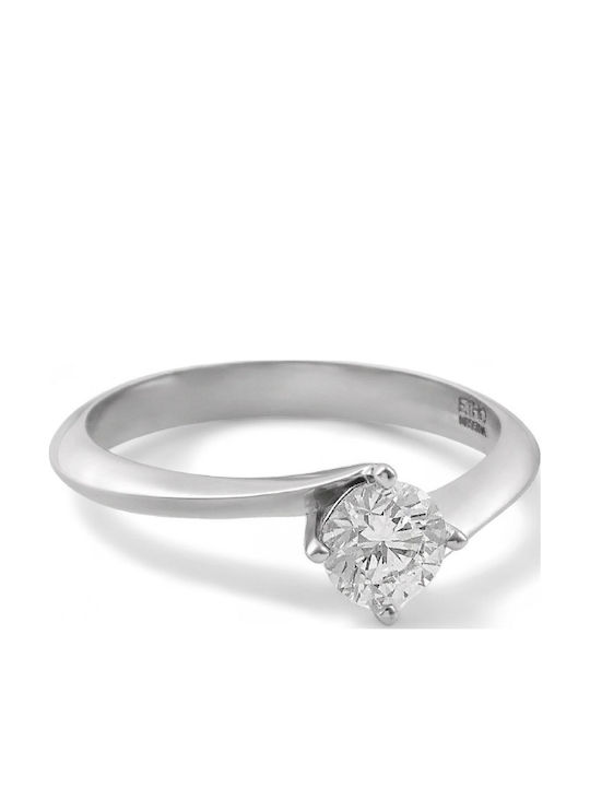 Etho Messina Single Stone Ring In 14K White Gold With Diamond