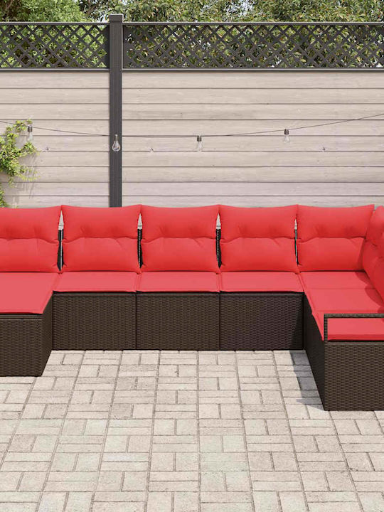 Set Cameră De Zi Pentru Exterior 8 Piese Maro Cu Perne