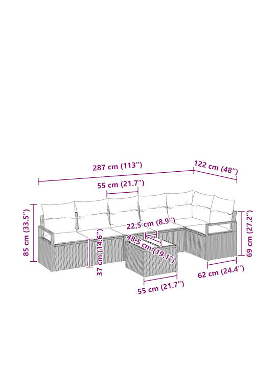 Garten- und Outdoor-Möbelsets Typsatz Wohnzimmer 7 Stücke Herstellerfarbe Braun