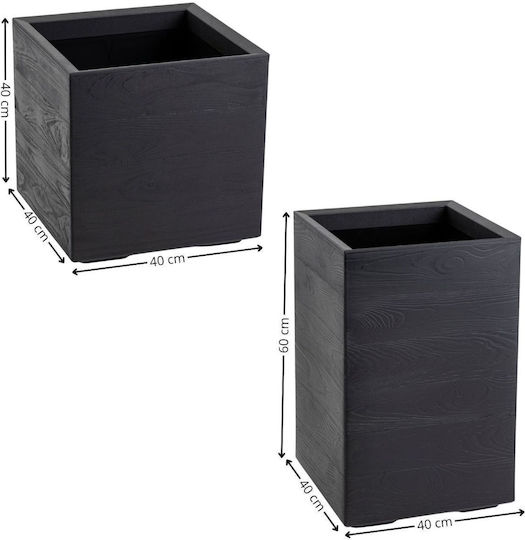 HowHomely Vaze Pentru Plante Din Plastic Negru Set 2 Bucăți