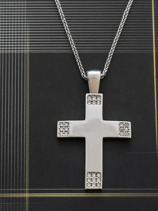 Damen Weißgold Kreuz 14K mit Kette