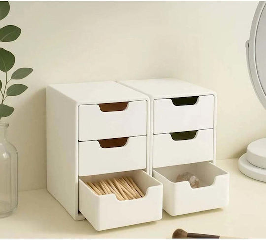 Stewehome Set Aus 2 Stück Mini Organizer Mit 3 Schubladen Multitasking Schmuck Organizer Make-up Zubehör Weiß