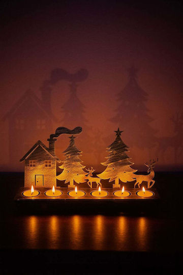 SteweHome Christmas Metal Gold Candlestick