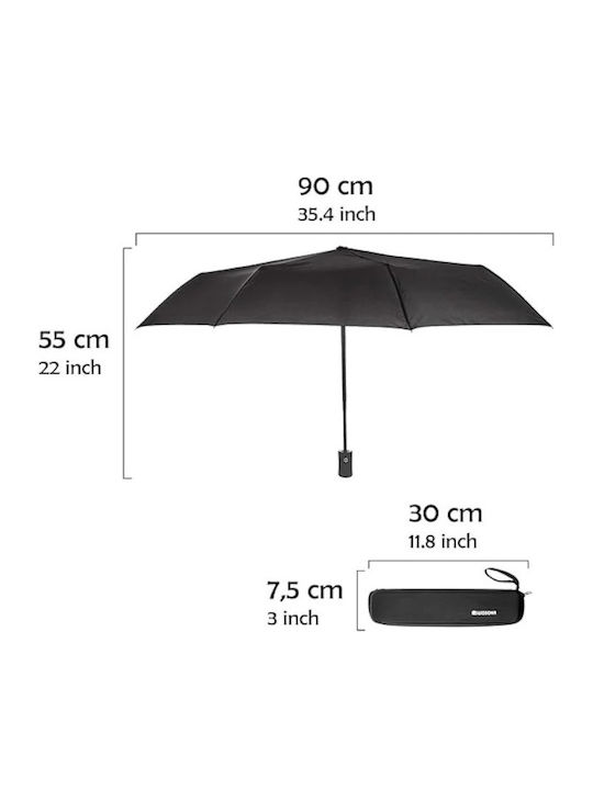 Umbrelă de Ploaie Rezistentă la Vânt Automată Compactă Gri