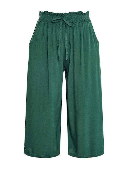 Celestino Zip-Culottes Aus Baumwolle Loose Fit Dunkelgrün