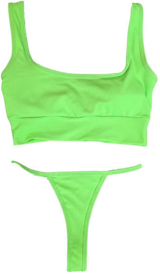Neon Πράσινο Ριπ Μπικίνι String Σλιπ Ladym Ma-09-2