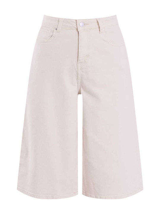 Celestino Jorts Denim Μονόχρωμο Loose Fit Μπεζ Ανοιχτό