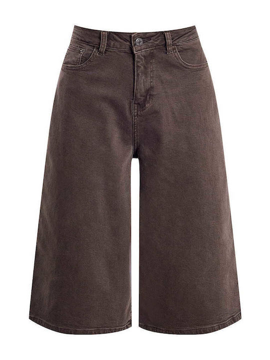 Celestino Jorts Denim Μονόχρωμο Loose Fit Καφέ