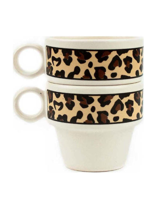 SteweHome Set Cesti Espresso Ceramice Bej 90ml 2 Bucăți
