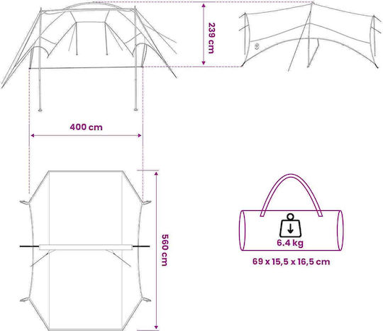 vidaXL Kids Green Beach Tent