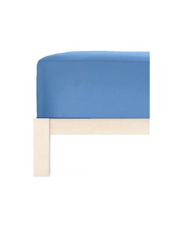 Living Home Double Bed Sheet With Rubber Hugger 160x200+40cm Stahlblau