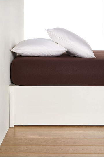 Living Home Super-Doppel Bettlaken mit Gummibettlaken 160x200+30cm Mahagoni