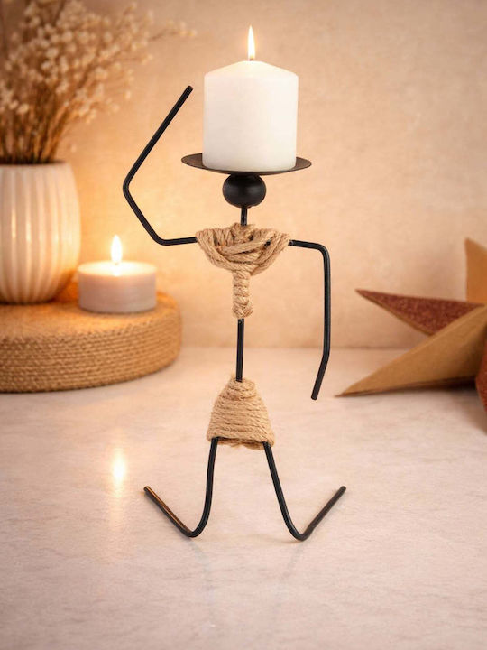 SteweHome Metal Candle Holder In Black Colour 11x12x11cm
