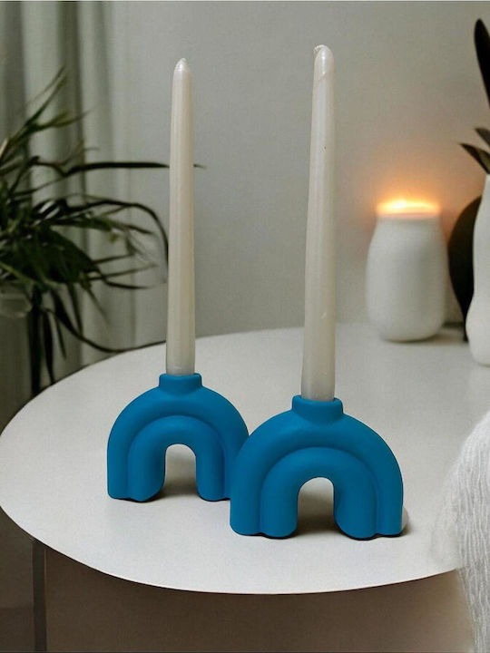 SteweHome Ceramic Candle Holder in Blue Colour 10x10cm Various Colors