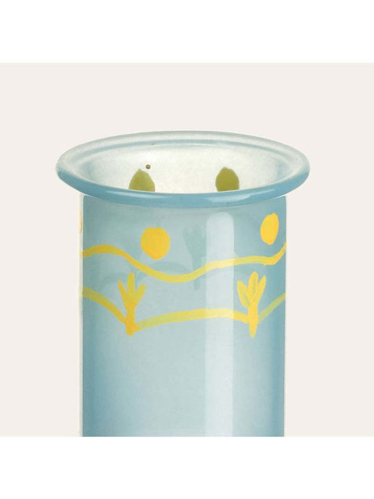 SteweHome Glass Candle Holder In Blue Colour 9x18cm