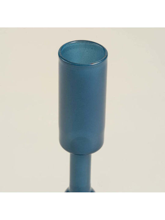 SteweHome Glass Candle Holder In Blue Colour 9x13x9cm