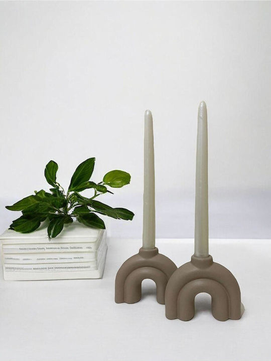 SteweHome Ceramic Candle Holder In Brown Colour 10x10cm
