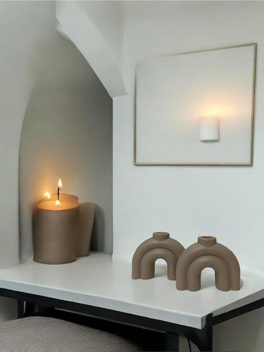 SteweHome Ceramic Candle Holder In Brown Colour 10x10cm