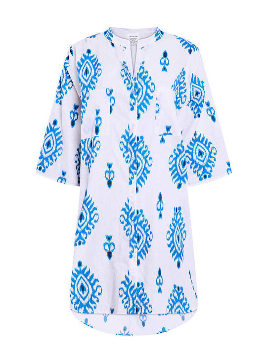 Celestino Women's Caftan Shirt Asymmetric Pockets Loose Fit Petrol