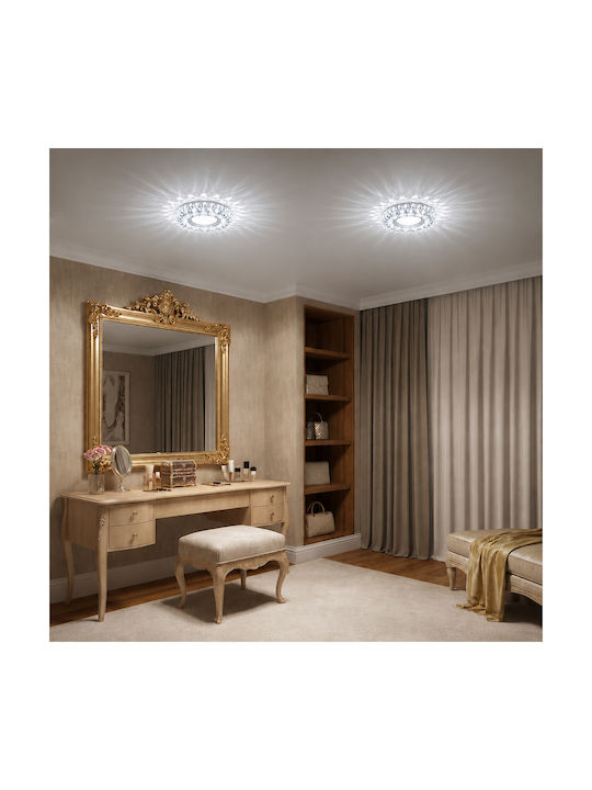 Alista Home Spot Rotund Din Sticlă De Tavan Cu LED Încorporat RGB Alb