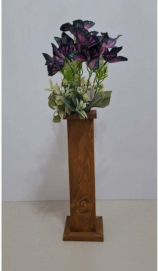 SteweHome Wooden Brown Vase 10x10xH50cm