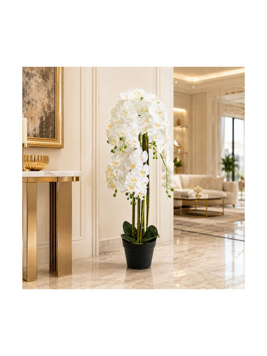 Künstliche Weiß Orchidee 120cm Topfpflanze 87554-2