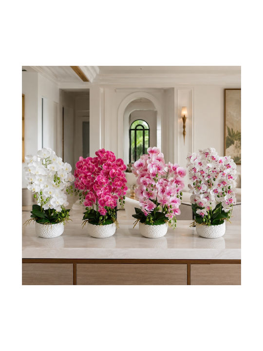 Dekorative Künstliche Orchidee 70cm Weiß Topfpflanze 87553-1