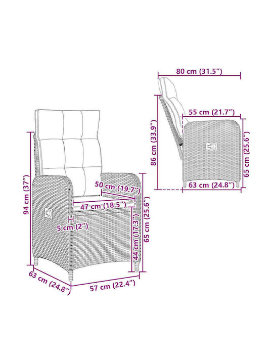 Gartenstühle Rattan Braune mit Kissen