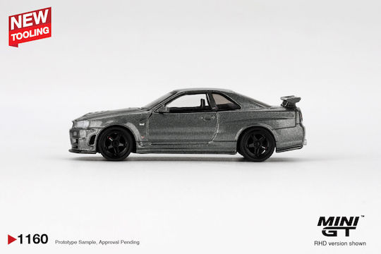 Model Mașină Nissan Skyline GTR R34 Gri Metalizat Închis Nismo CRS 1999 Scara 1:64 Mini GT MGT01160-R