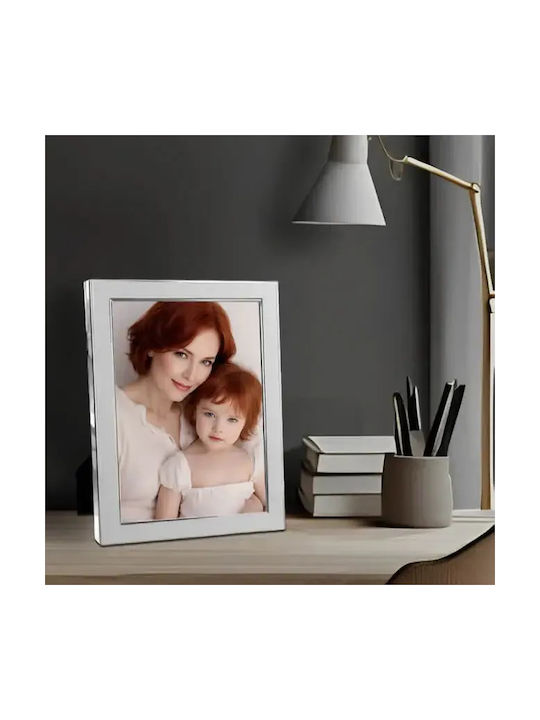 Wall-Mounted Metallic Photo Frame With Silver Frame