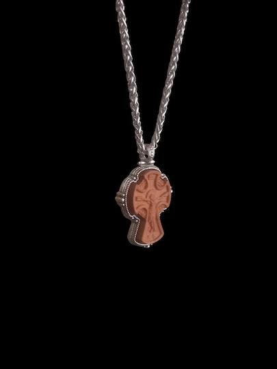Wooden Pendant Cross with Metal Detail 5 x 3.1 cm