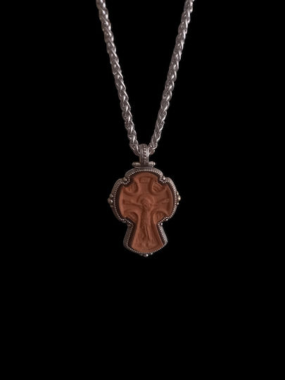 Wooden Pendant Cross with Metal Detail 5 x 3.1 cm