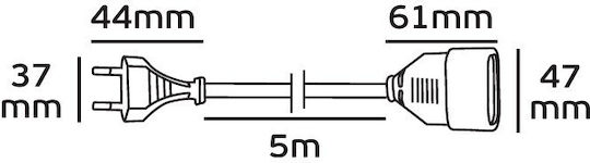 VK Lighting Удължителен кабел с прекъсвач с дължина 5м с диаметър 2 x 0.75mm² Бял