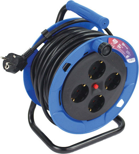 Tayg Cablu de prelungire 4 locuri cu cablu de 50m Diametru 3 x 1.5mm² Albastru