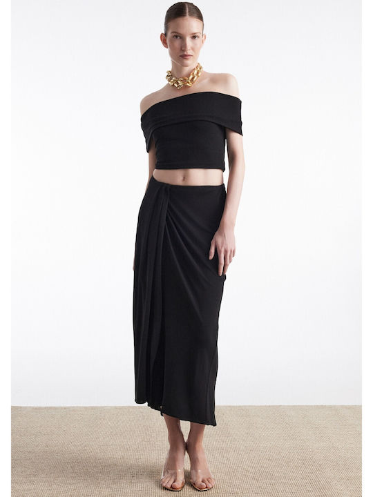 Γυναικείο Crop Top Off-Shoulder Μαύρο
