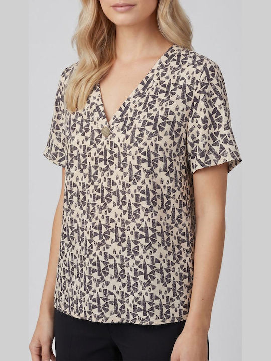 Women's Crop Top with V-Neckline Ecru