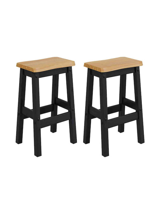 Bar Stools with Backrest Wooden Black 2 Pieces 40x29x63cm
