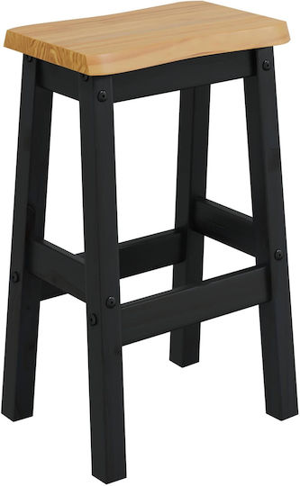 Скамейка Бар с Гръбнак Дървено Черно 2 Бройки 40x29x63см