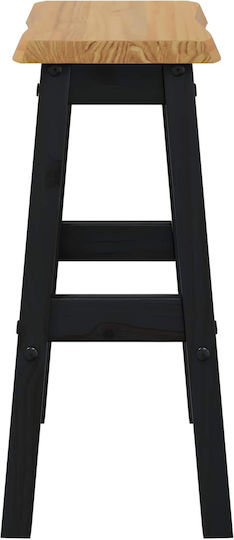 Скамейка Бар с Гръбнак Дървено Черно 2 Бройки 40x29x63см
