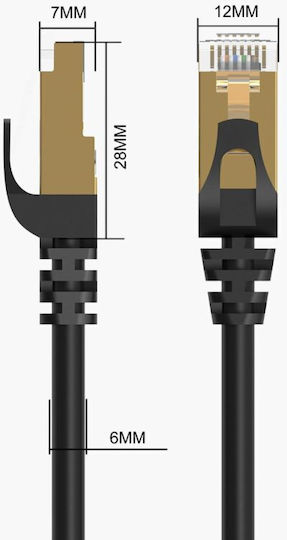 Orico Direct Attach Copper Cat.7 (10Gbps) Καλώδιο Δικτύου Ethernet εξωτερικού χώρου 1m Μαύρο