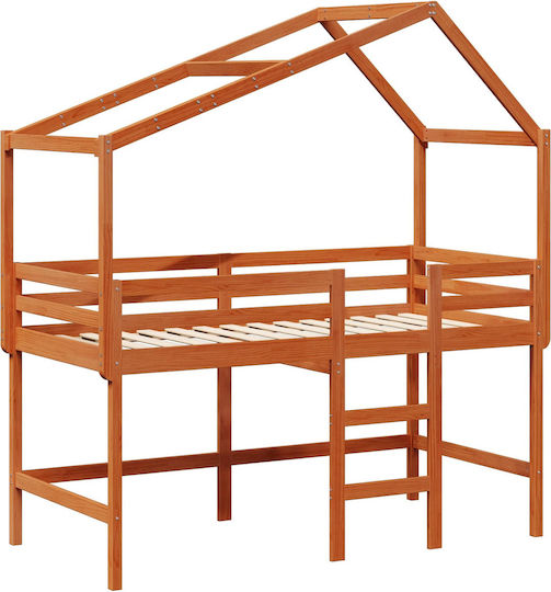 Kinderbett Koje Einzeln Braun für Matratze 90x190cm