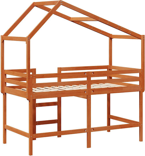 Kinderbett Koje Einzeln Braun für Matratze 90x190cm