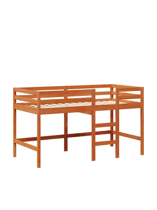 Детско Легло Двуетажно Единично Кафяво за Матрак 90x190cm