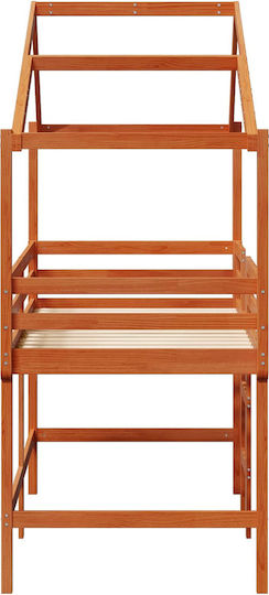Kinderbett Koje Einzeln Braun für Matratze 90x190cm